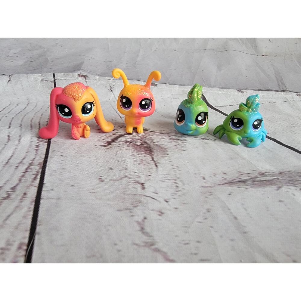 Littlest Pet Shop Mini Pets Lot 4 Seafoam Dazzle shell Apricot Sunset